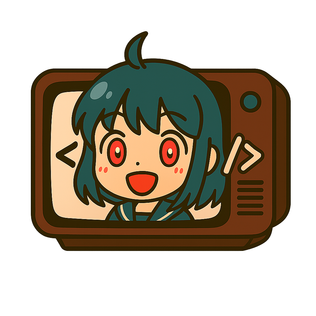 Anime girl inside a retro television, the logo for AnimeNotFoundException